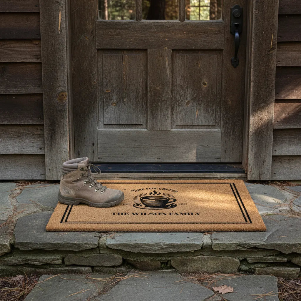 Time for Coffee Personalized Family Doormat