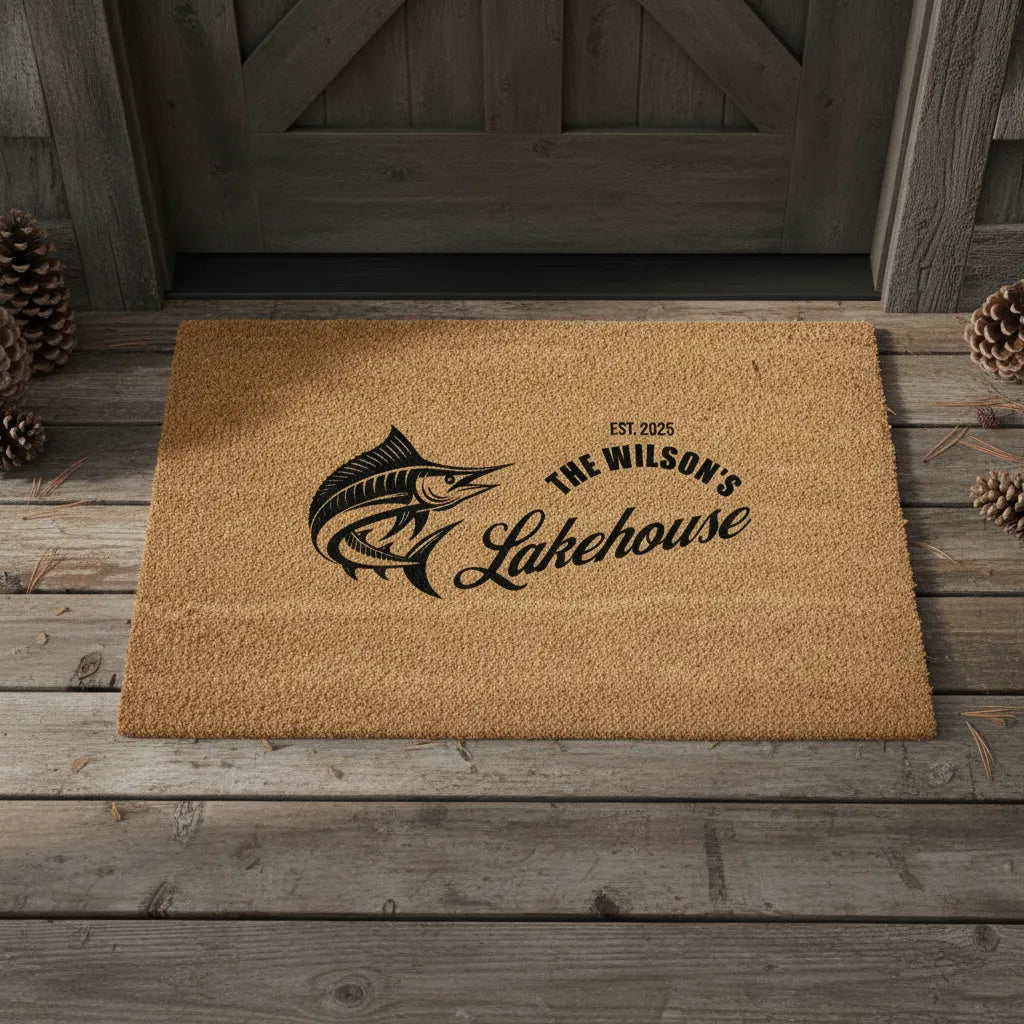 Lakehouse Personalized Fishing Doormat