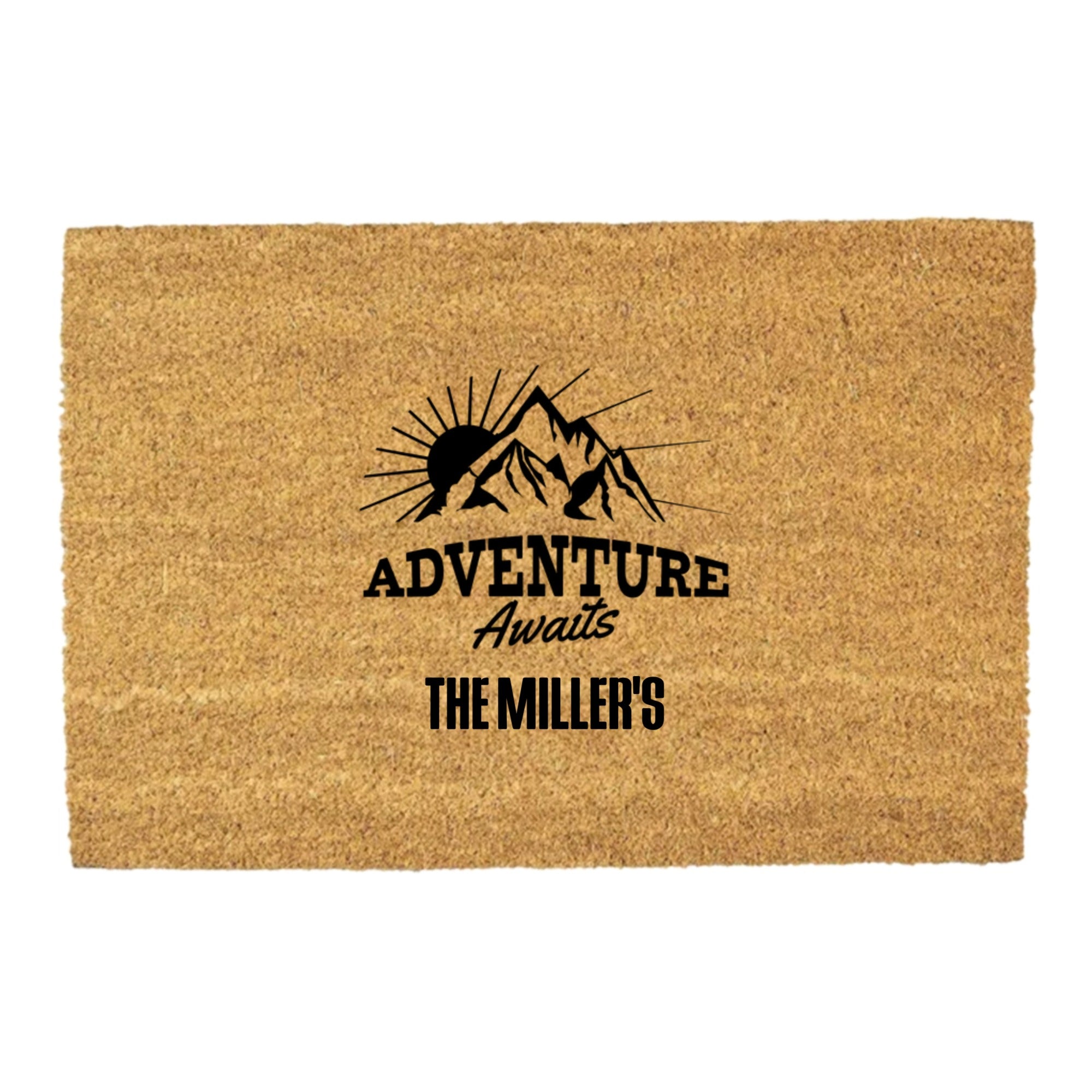 Adventure Awaits Personalized Mountain Doormat