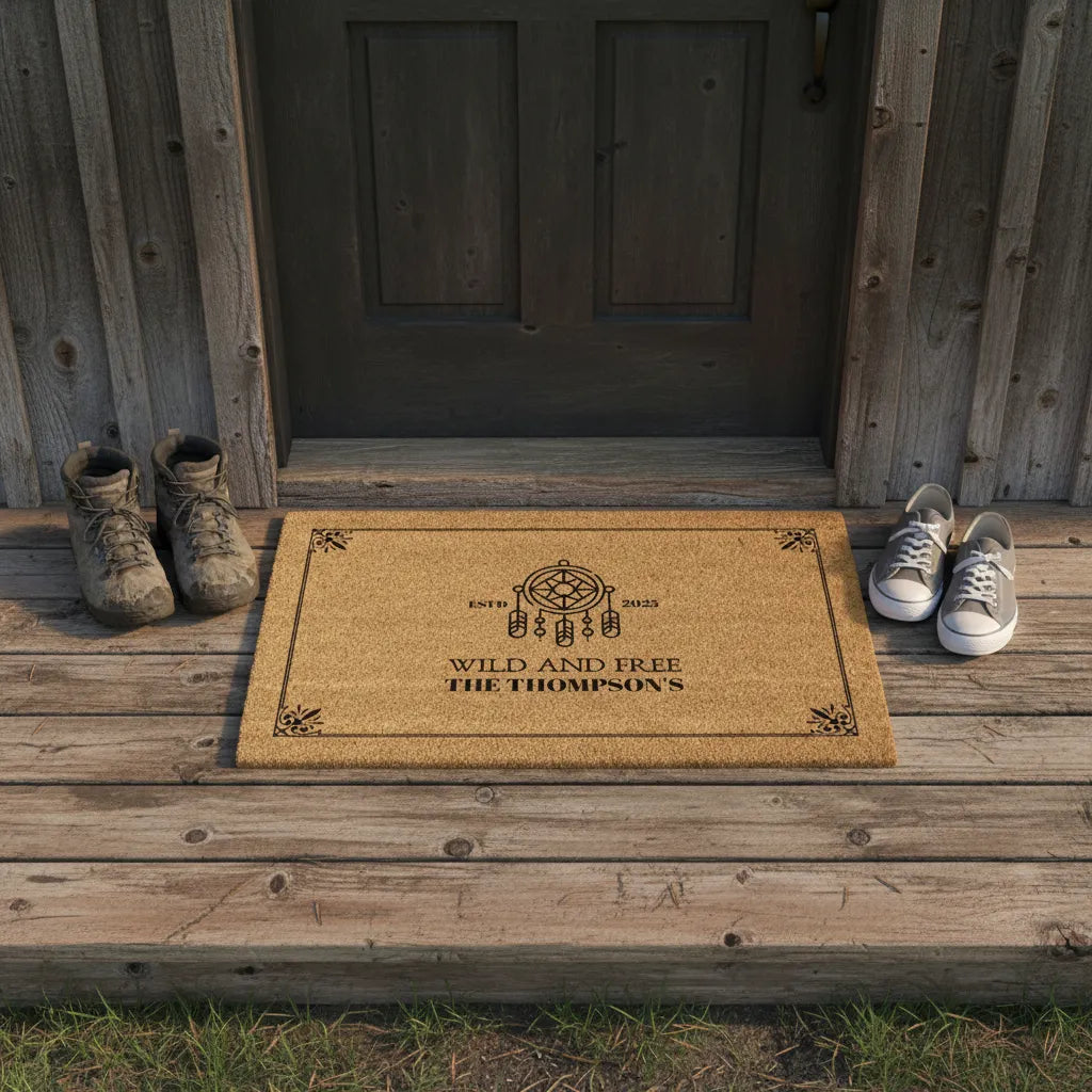 Wild & Free Personalized Dreamcatcher Doormat