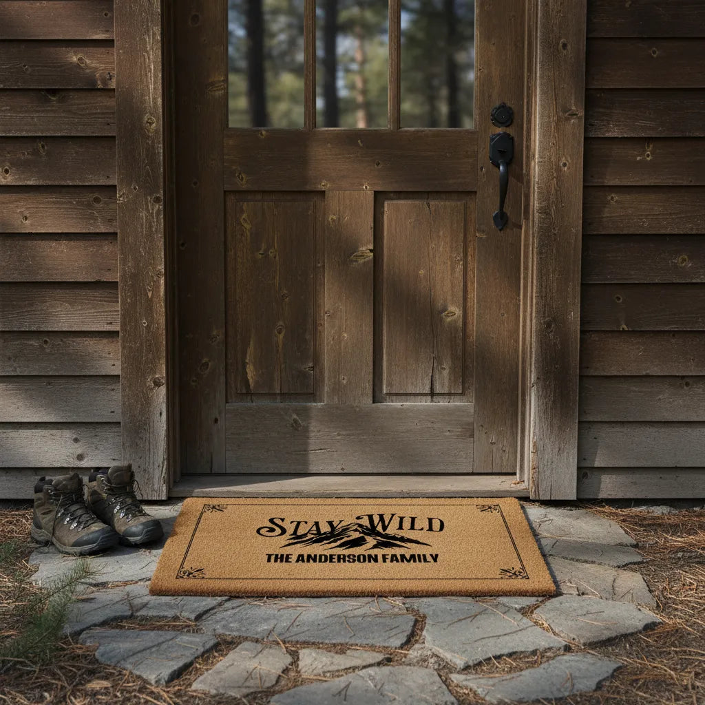 Stay Wild Personalized Mountain Lodge Doormat