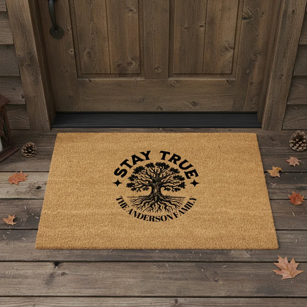 Stay True Personalized Family Tree Doormat
