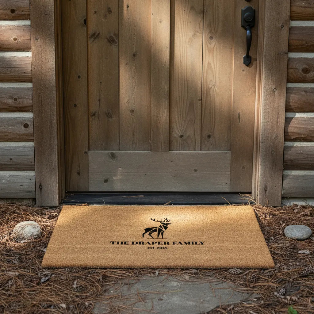 Geometric Deer Personalized Doormat