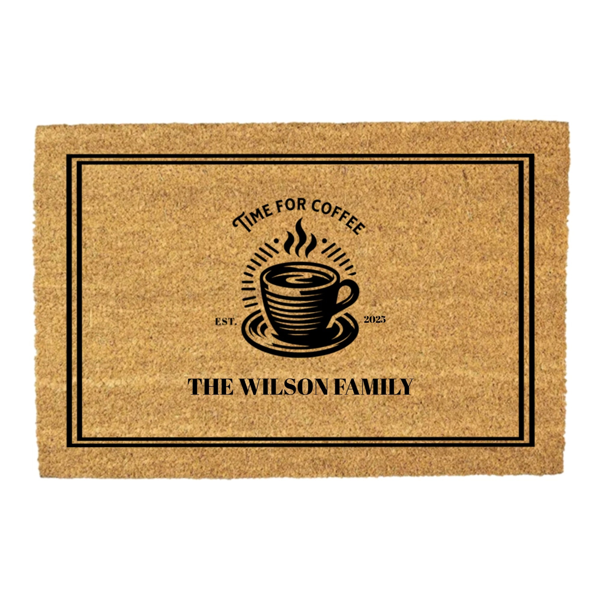 Time for Coffee Personalized Family Doormat