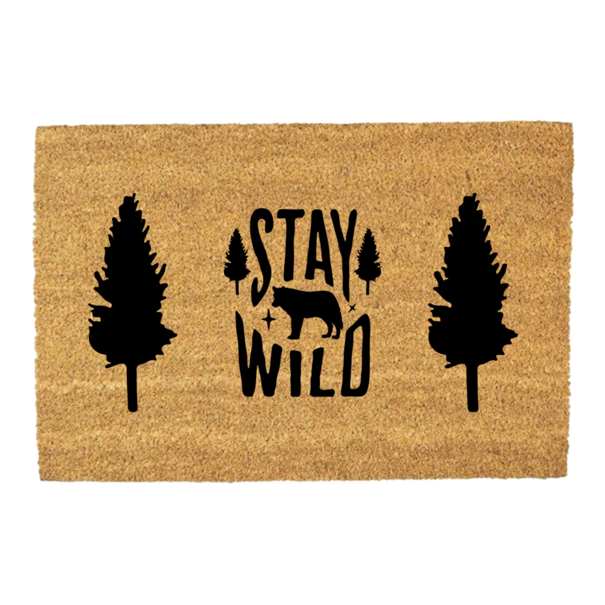 Stay Wild Rustic Bear & Pine Tree Doormat