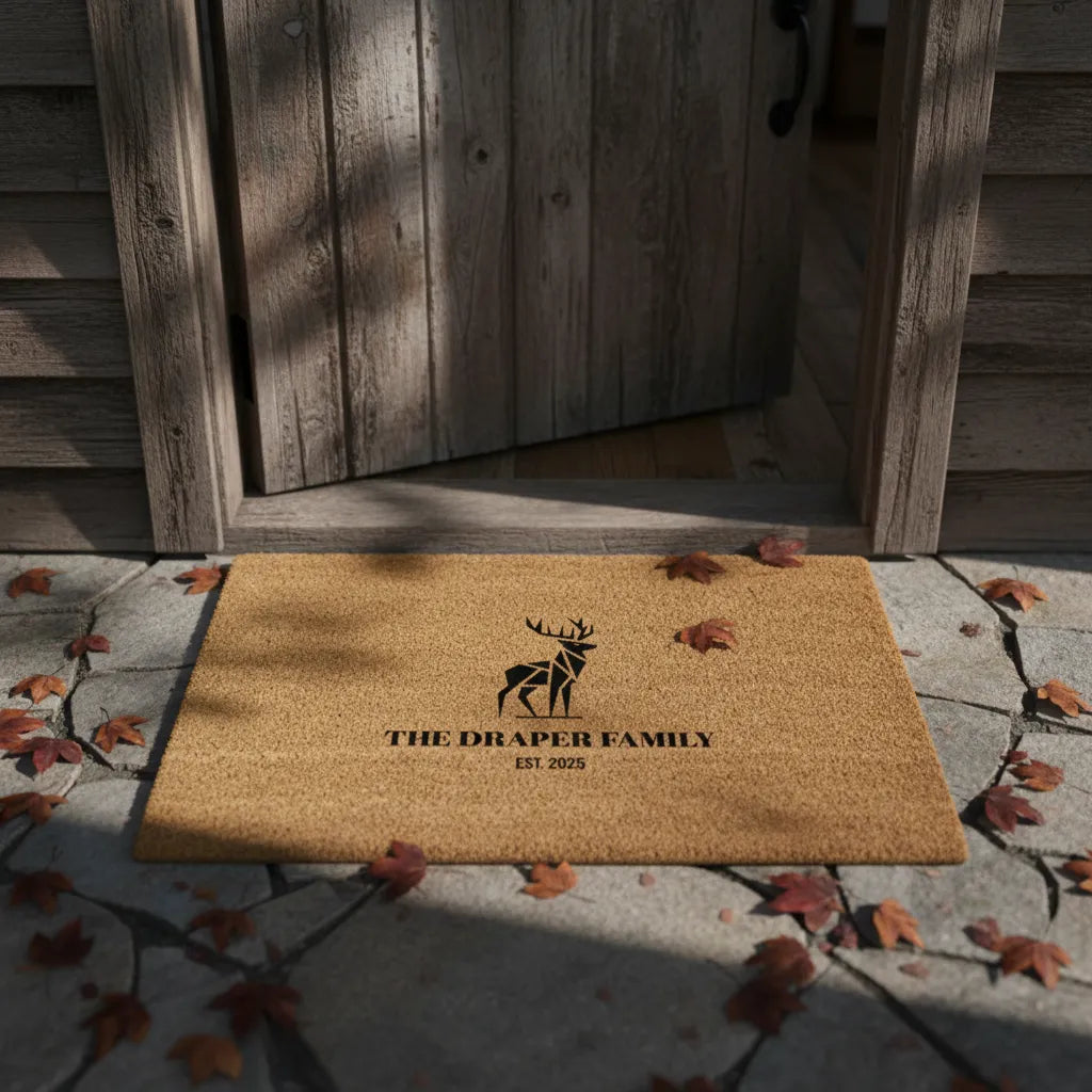 Geometric Deer Personalized Doormat