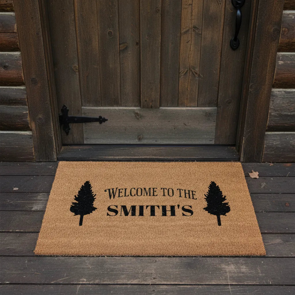 Welcome to the Family Personalized Pine Tree Doormat