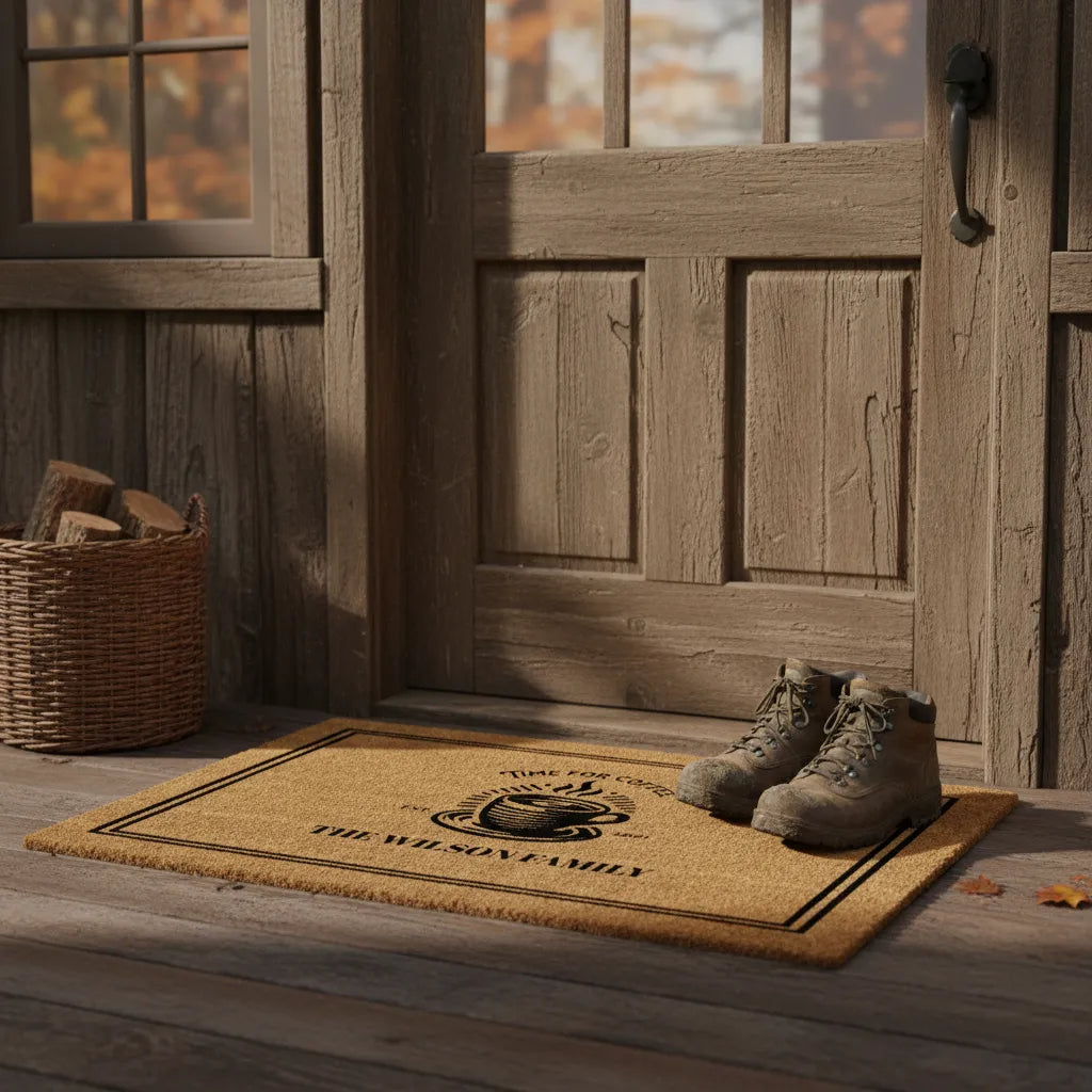 Time for Coffee Personalized Family Doormat