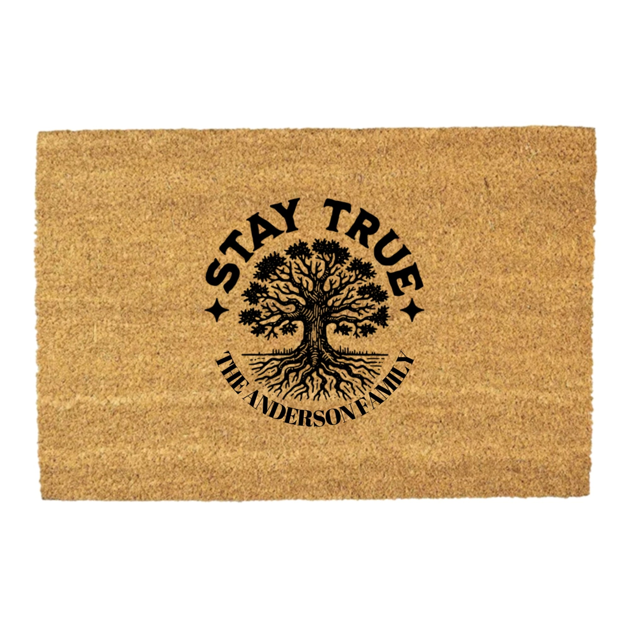 Stay True Personalized Family Tree Doormat