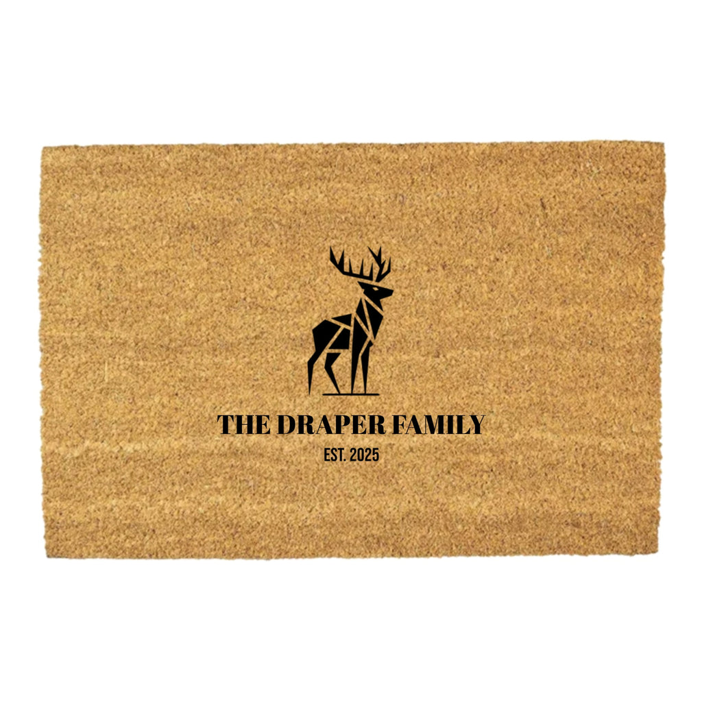 Geometric Deer Personalized Doormat