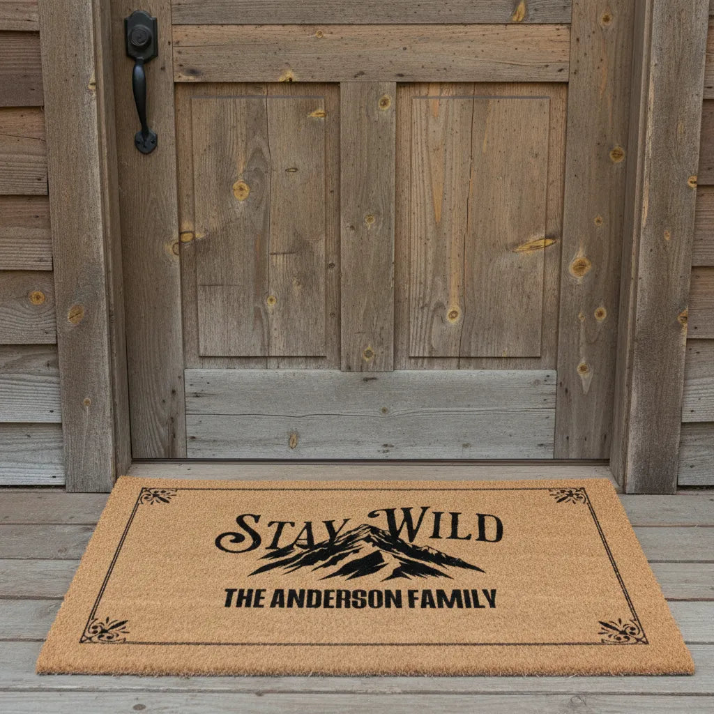 Stay Wild Personalized Mountain Lodge Doormat