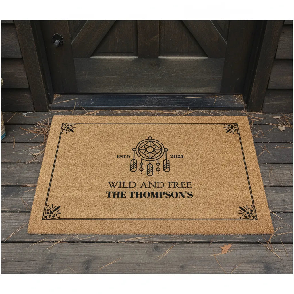 Wild & Free Personalized Dreamcatcher Doormat