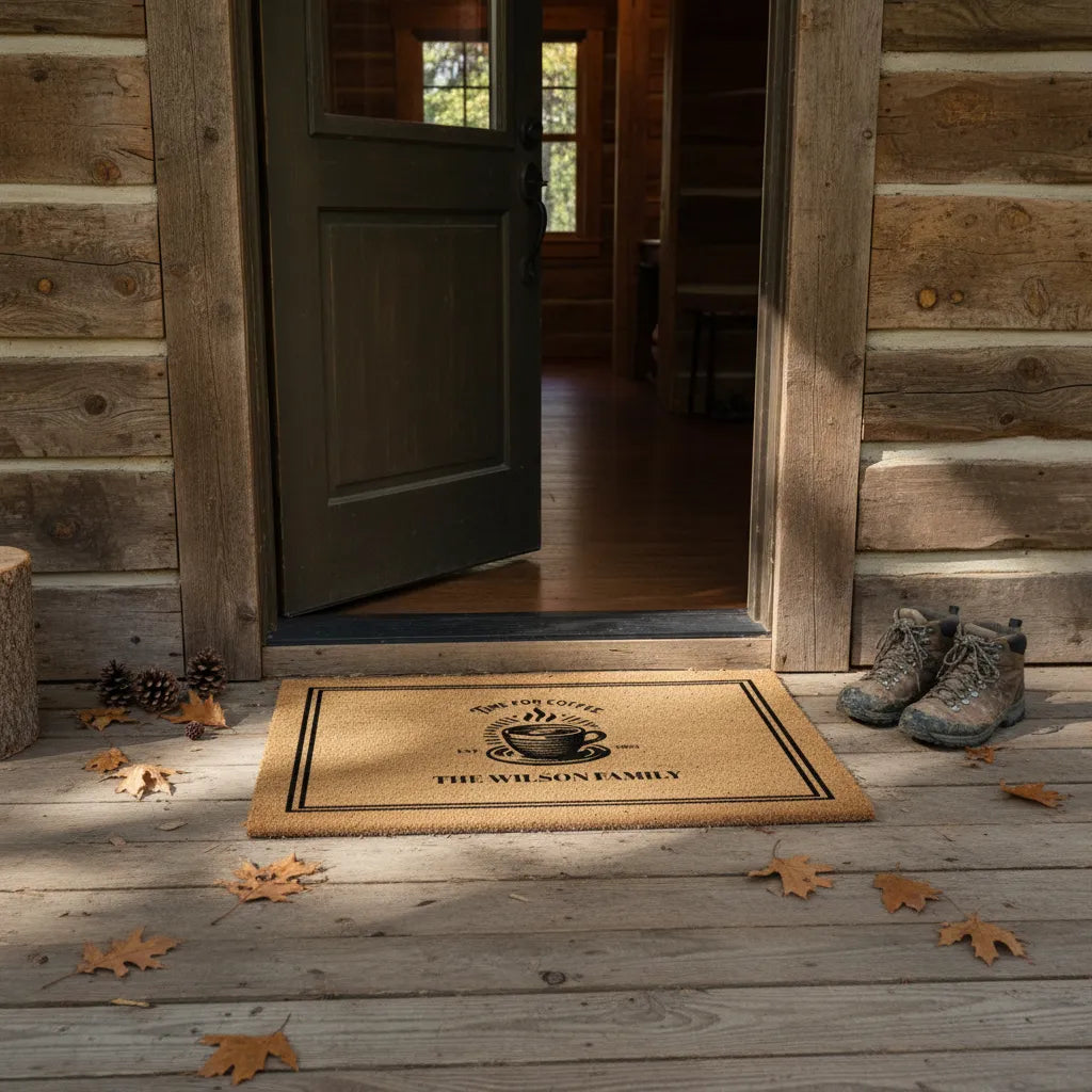 Time for Coffee Personalized Family Doormat