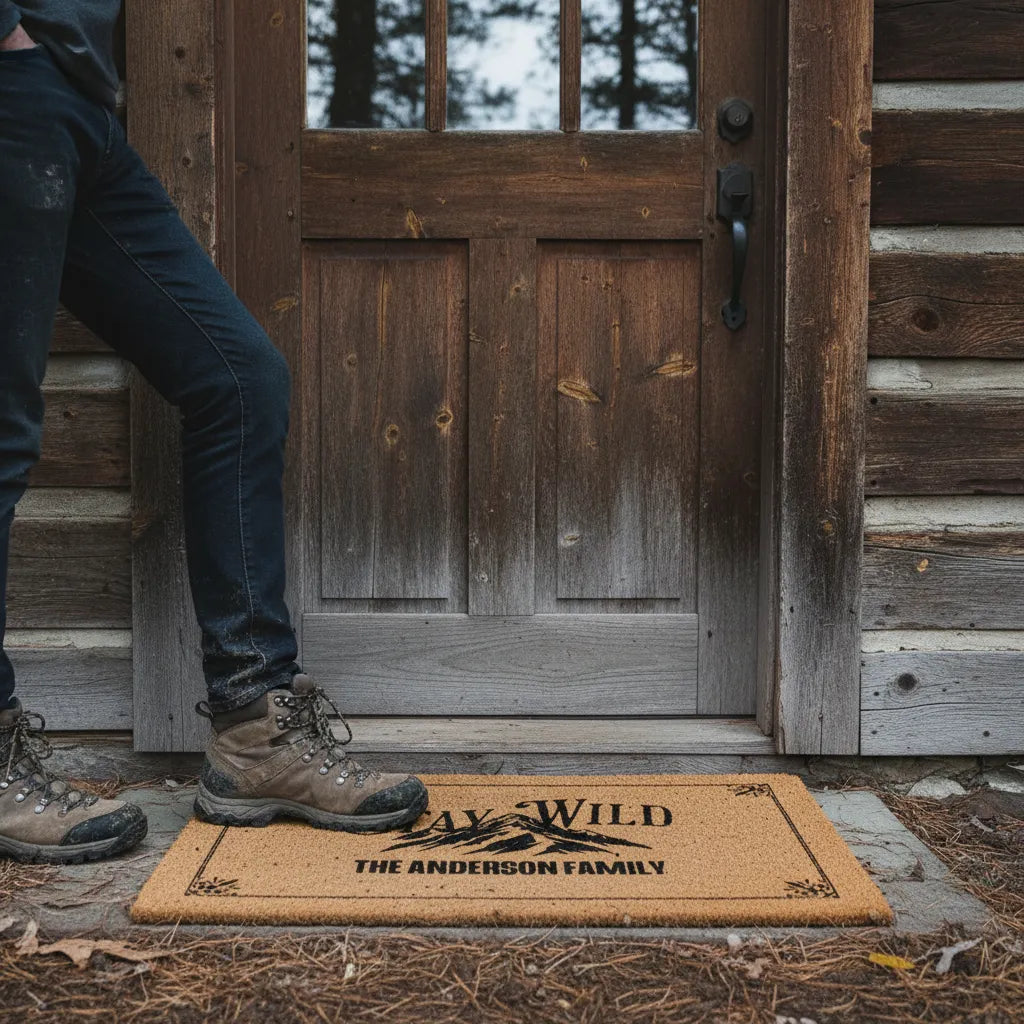 Stay Wild Personalized Mountain Lodge Doormat
